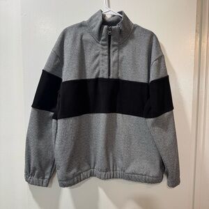 Topman Gray and Black Zip-Up Sweater Size L